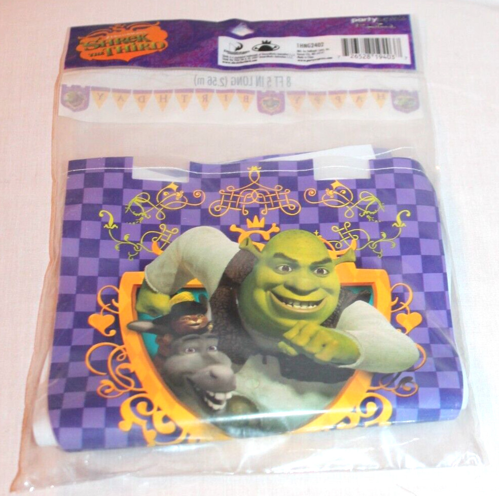 NEW IN PACKAGE SHREK THE THIRD 8.5 FEET LONG BANNER PARTY SUPPLIES