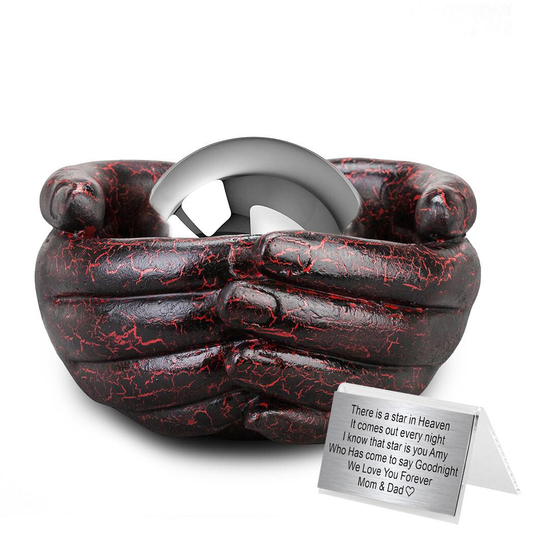 Unique Child urn, Handmade stainless steel Cremation Urn In the Hands Of Angel S