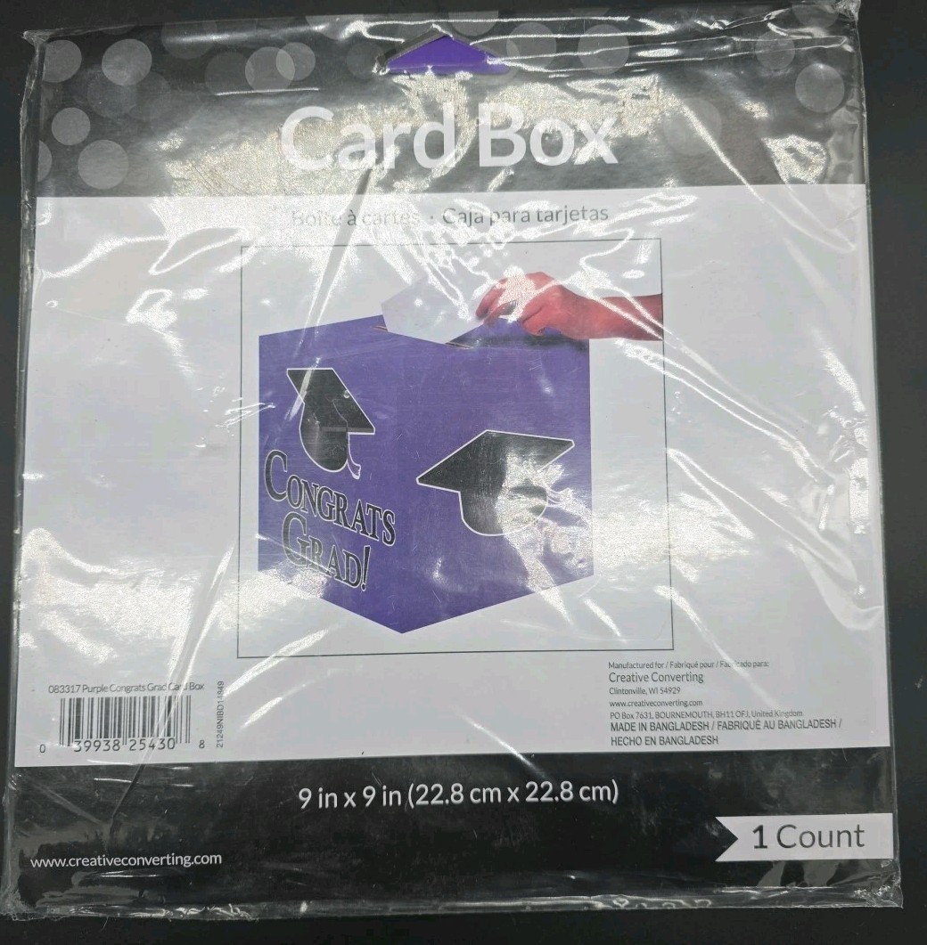 Purple Black Graduation Card Box 9 x 9 “Congrats Grad” Graduation – Lot Of 4