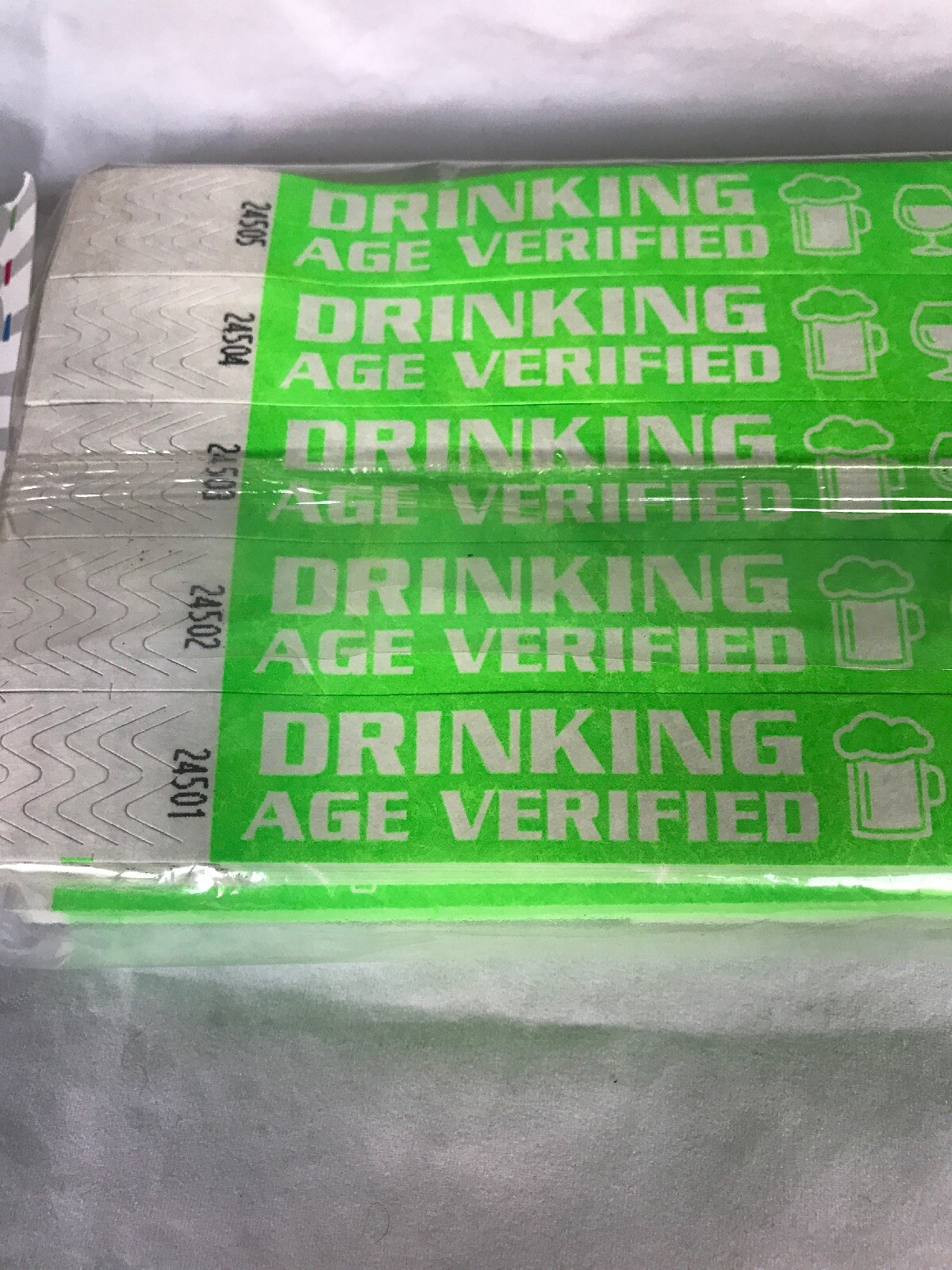NEW Green Drinking Age +21 Event Wristbands 500 Count Secure Waterproof