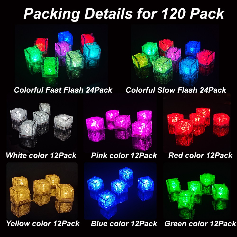 LED Ice Cubes Glowing in the Dark Light Up Barware Party Wedding Home Decoration