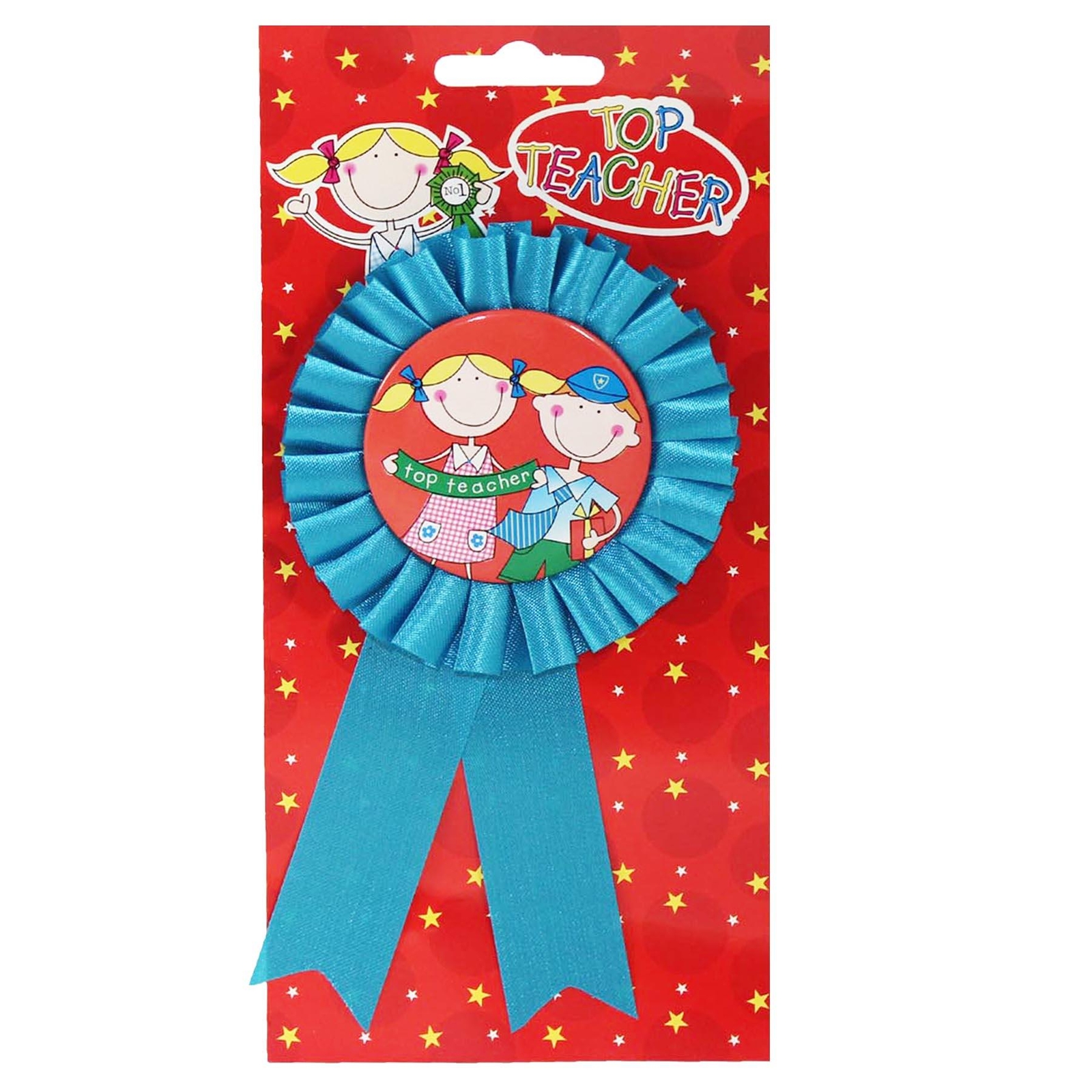 Top Teacher Rosette Badge Blue School Leaver End of Term Thank You Gift