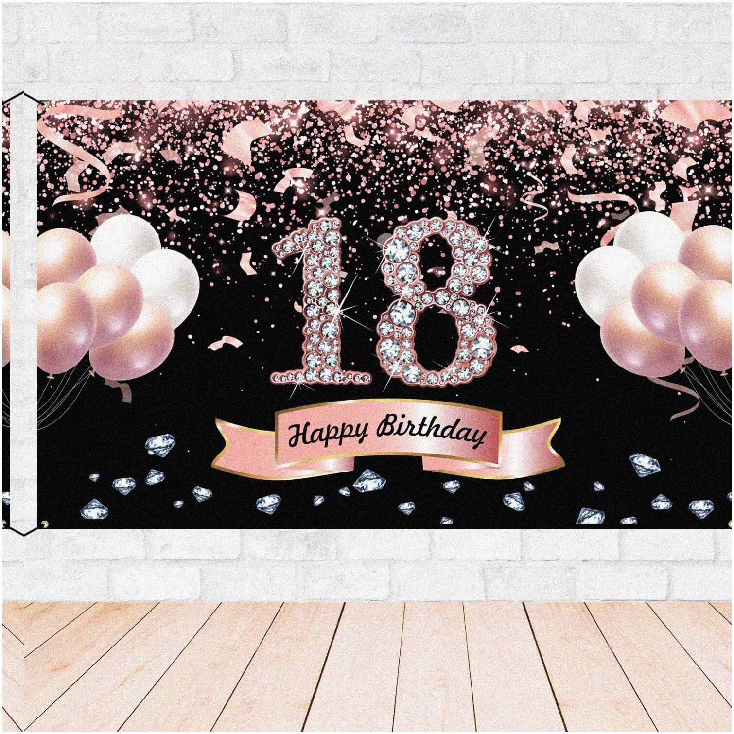 Rose Gold 18th Birthday Party Backdrop 6×3.6 ft