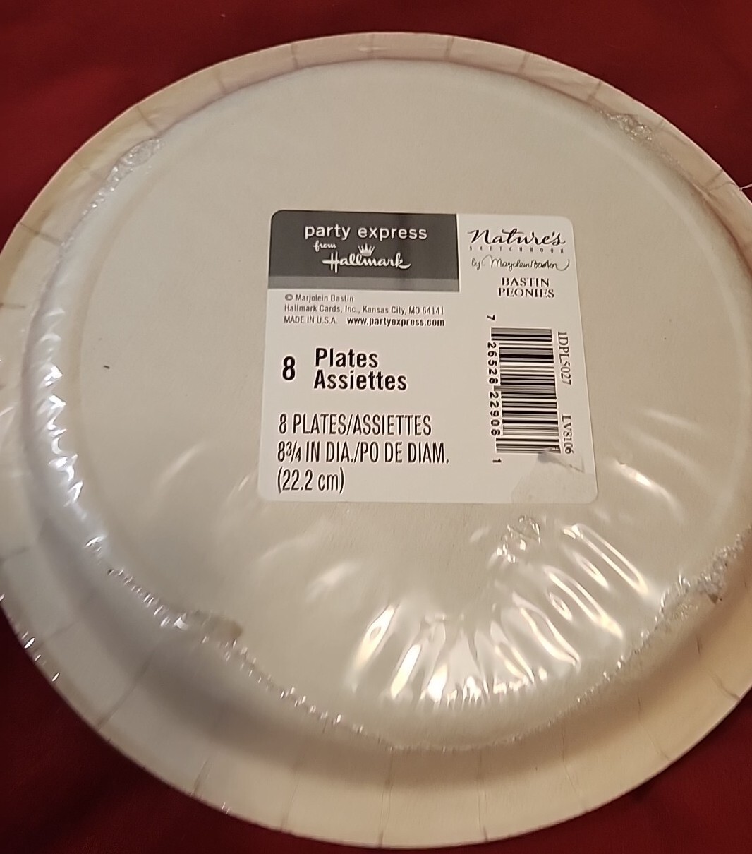 Hallmark Party Express Bastin Peonies Floral Paper Plates 8 Pack 8 and 3/4 Inch