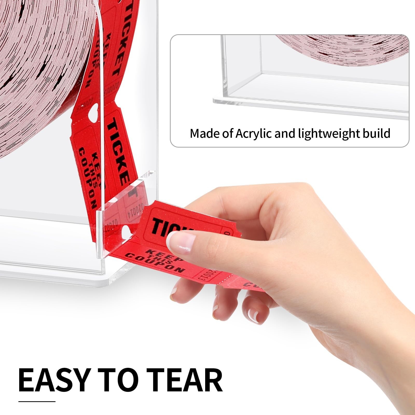 2 Pack Acrylic Raffle Ticket Dispenser Holder for Single/Double Roll Tickets – 5