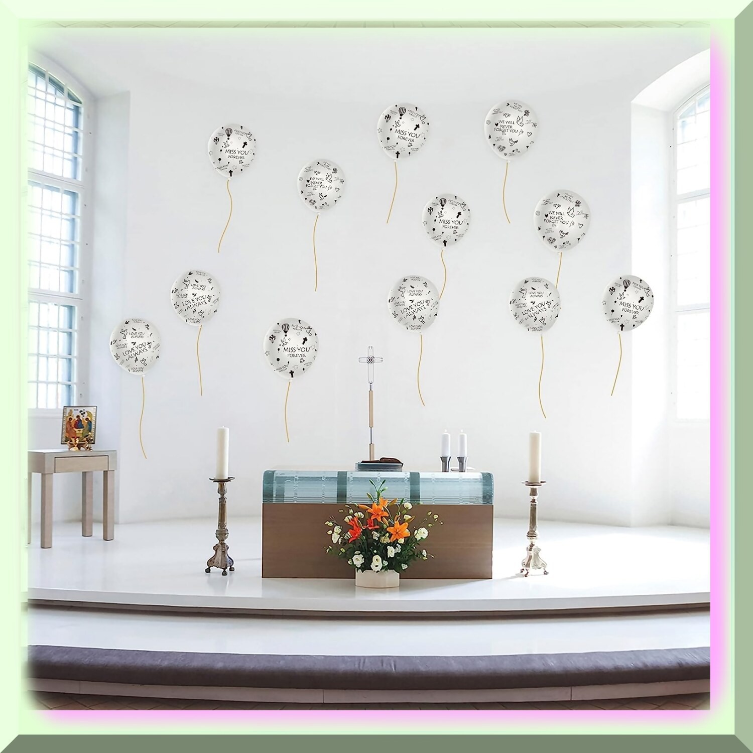 Set of 37 Biodegradable Latex Balloons for Memorial