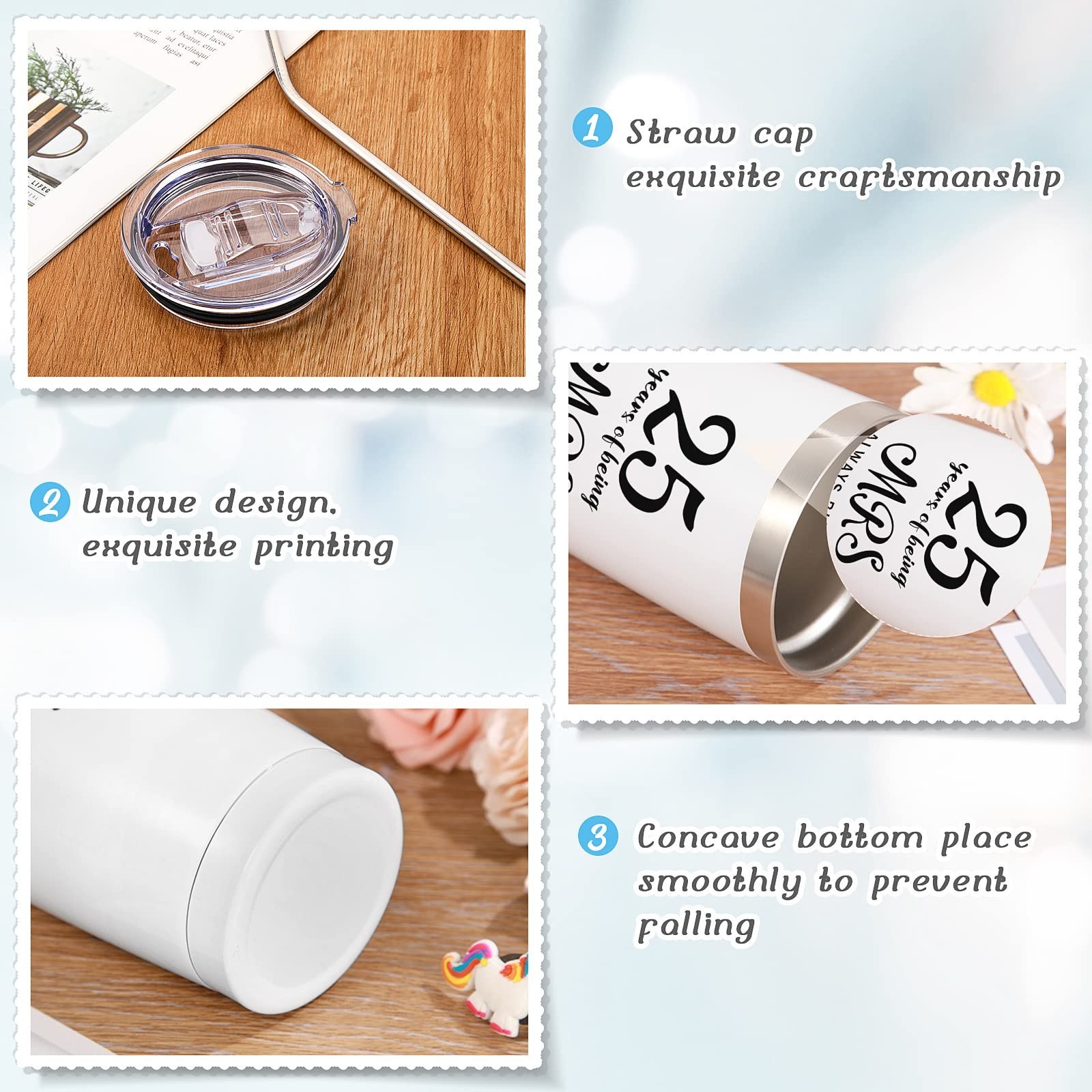 Cunhill 2 Pcs Mr. Right Mrs. Always Right Travel Tumbler Set 20 oz Wedding En…