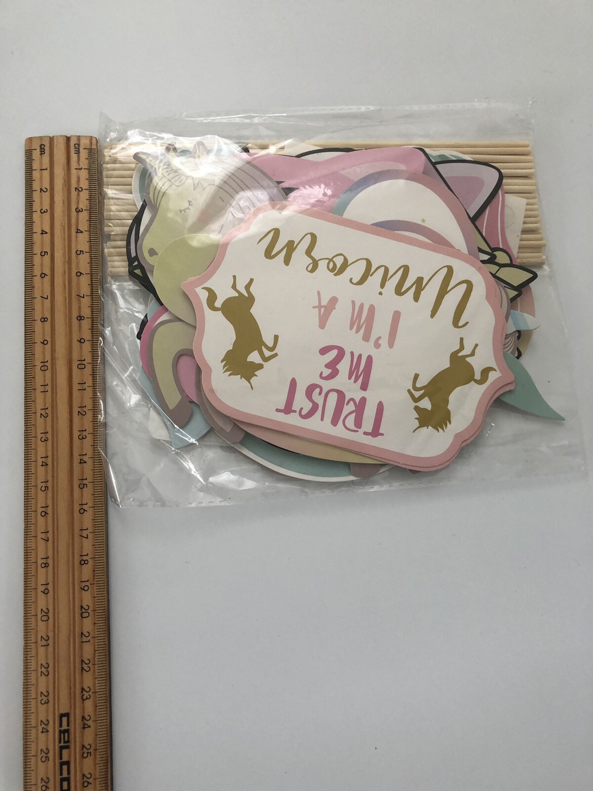 Girl Kids rainbow Unicorn pony Birthday Party Selfie Photo Booth Prop Game Sign