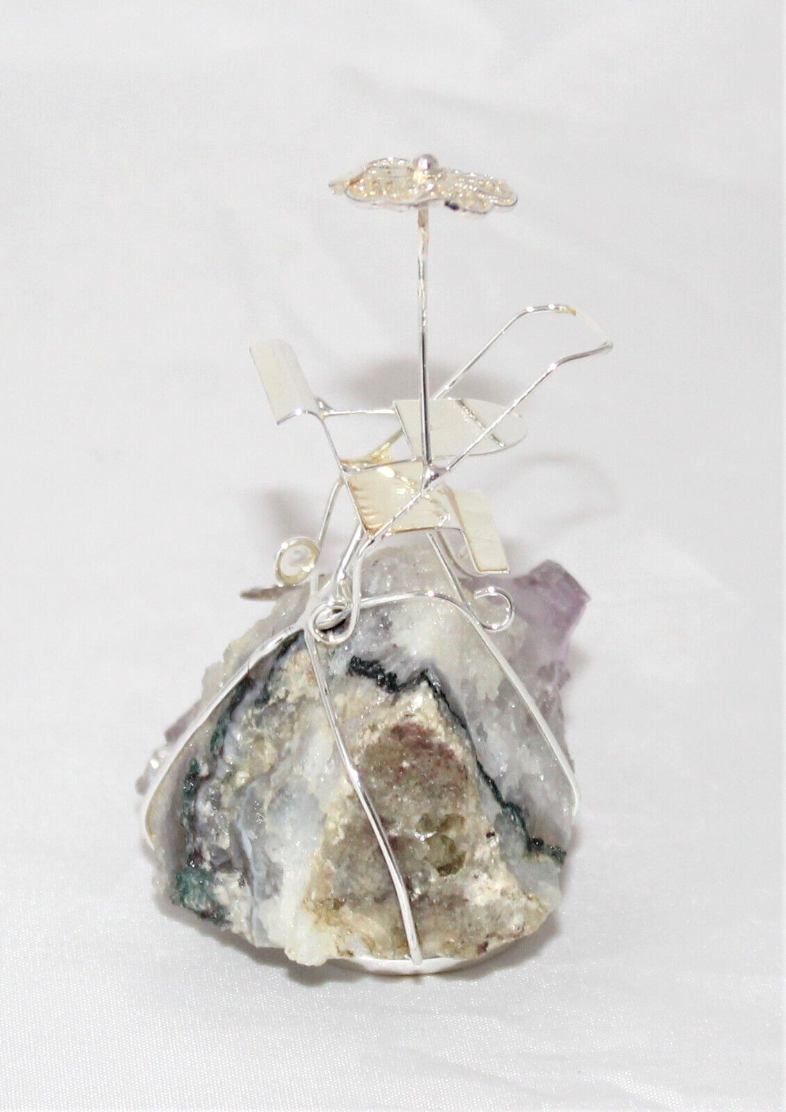 Birth Baptism Baby Stroller in Silver on Amethyst