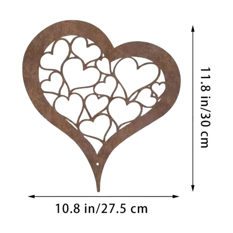 Rusty Stake Heart Plant for Indoor and Outdoor Figurines Heart Sculpture
