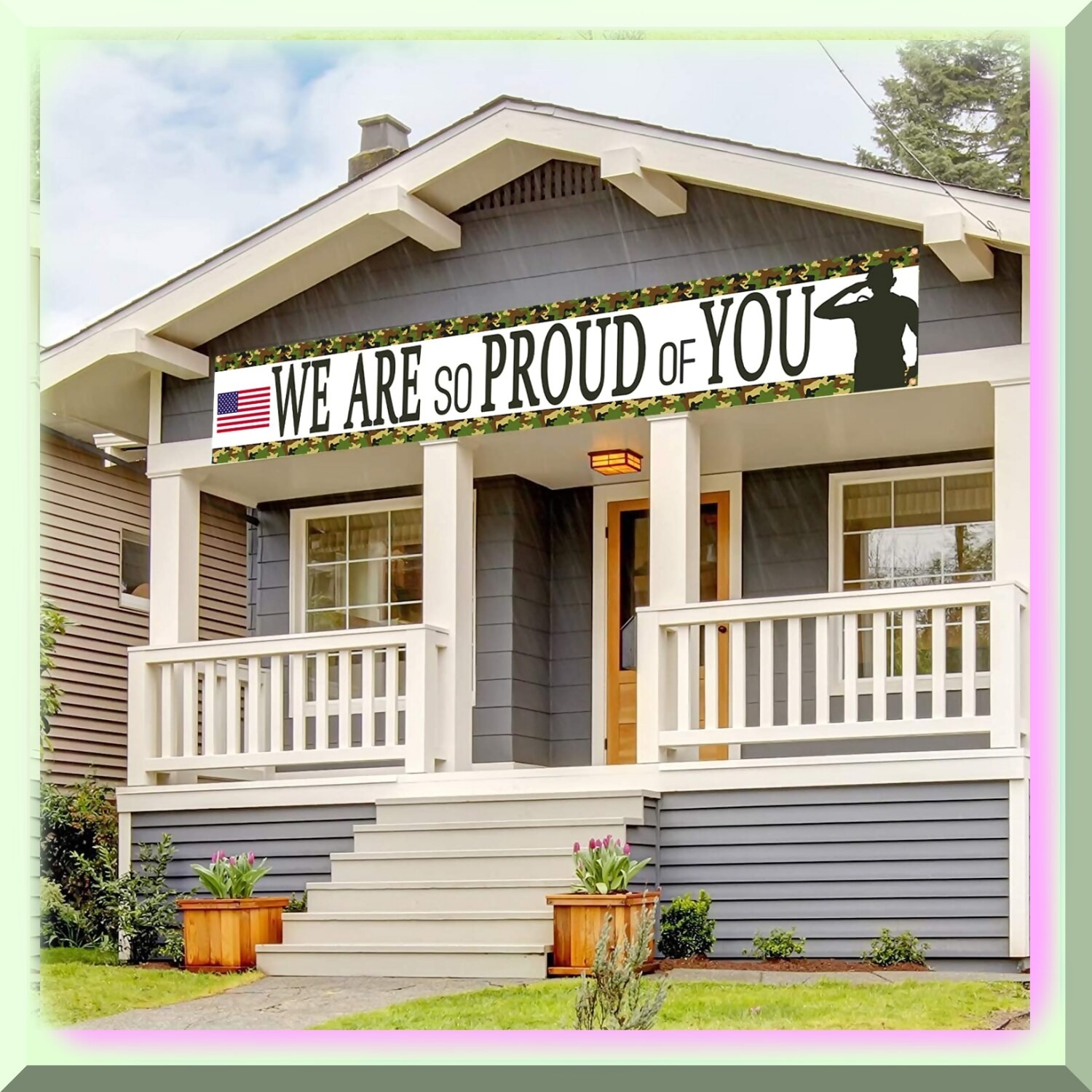 Camo Banner for Veterans Memorials and Homecomings