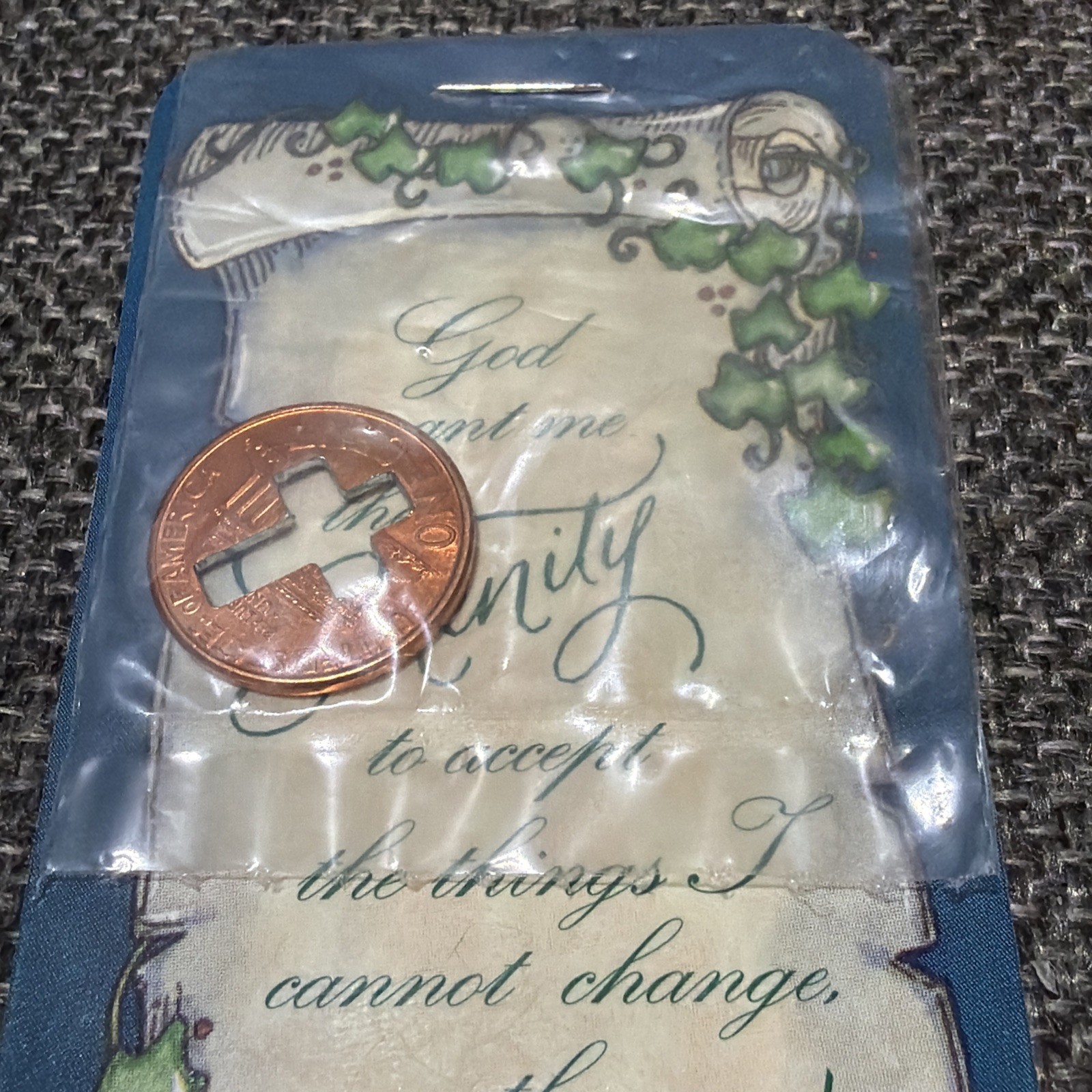 Vintage 1996 Dicksons Serenity Prayer Cross Cutout Penny Bookmark Recovery Gift