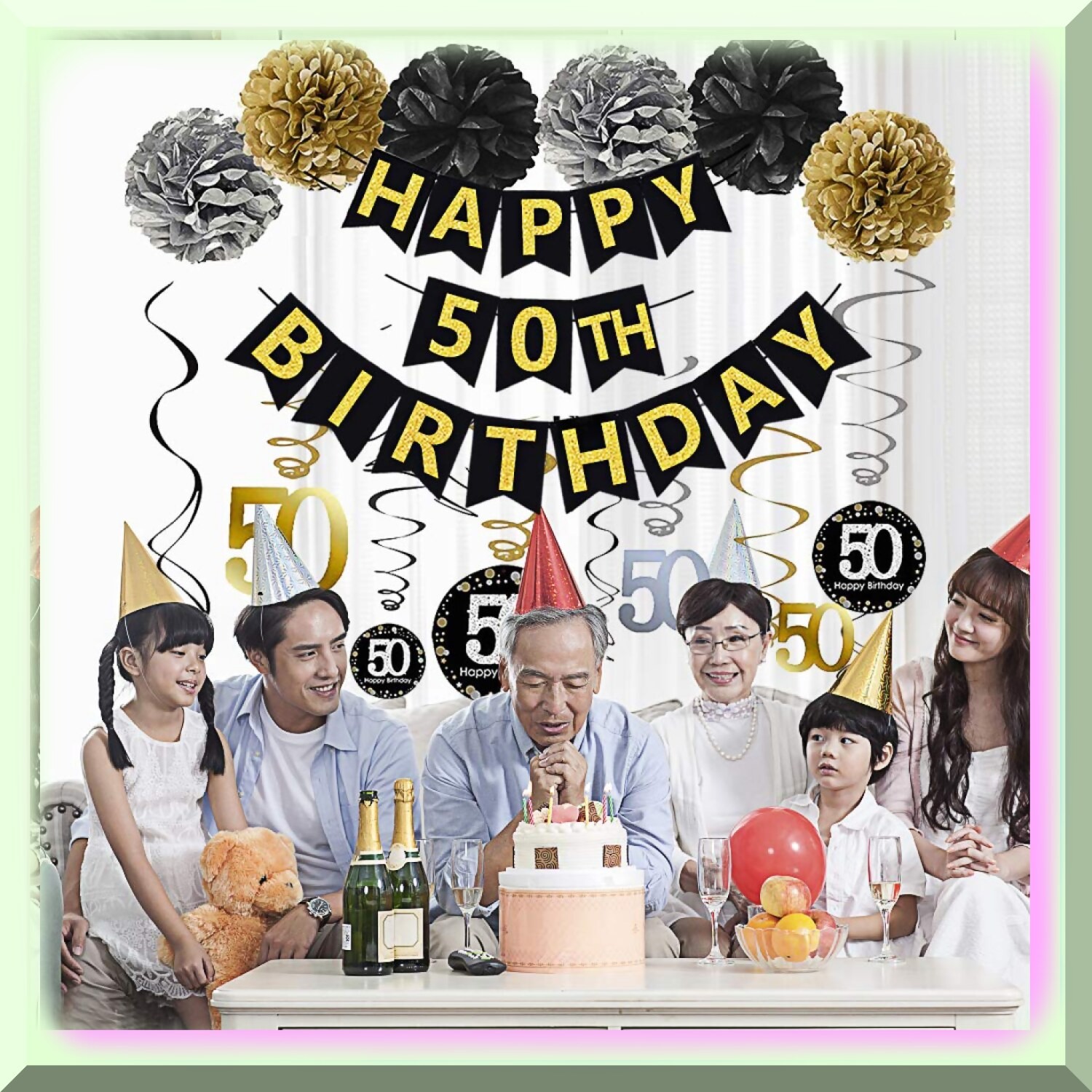 Golden Jubilee Celebration Kit with Banner and Decorations