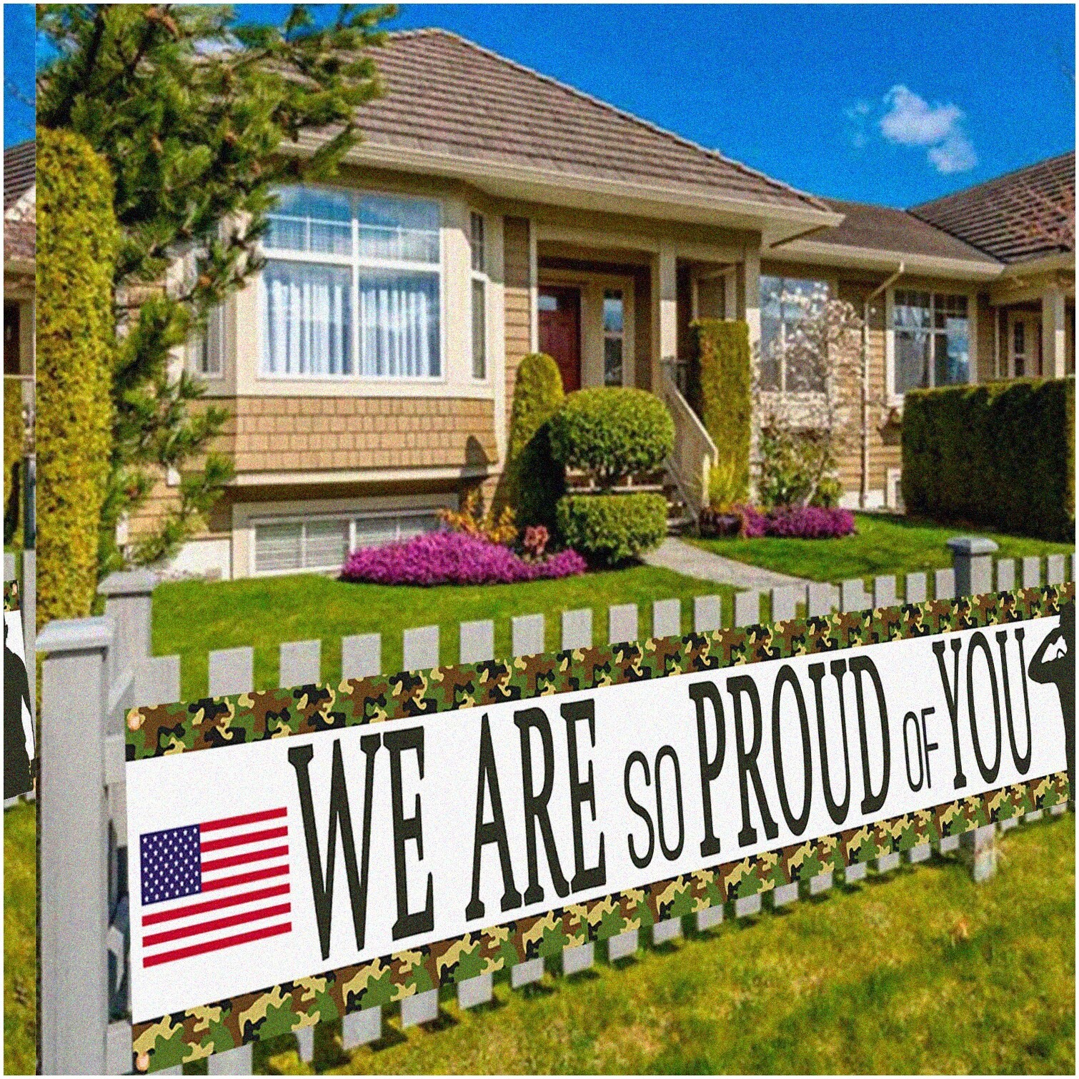 Camo Banner for Veterans Memorials and Homecomings