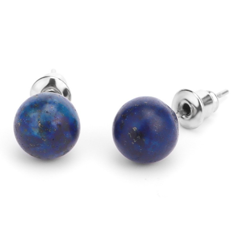 Gemstone Ball Stud Earrings – Healing Crystal Round Bead Ear Studs for Women