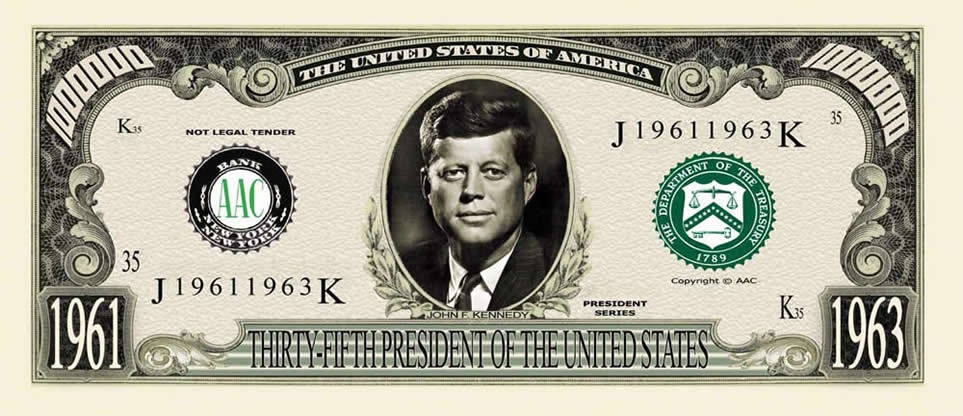 10 TOTAL – JFK John F. Kennedy Million Dollar Money Novelty Party Play Bills