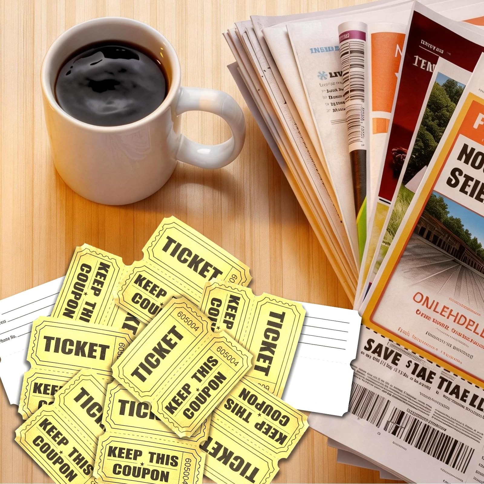 4000 Gold Metallic Raffle Tickets – 4 Rolls for Events, Carnivals, Prizes, Rewar