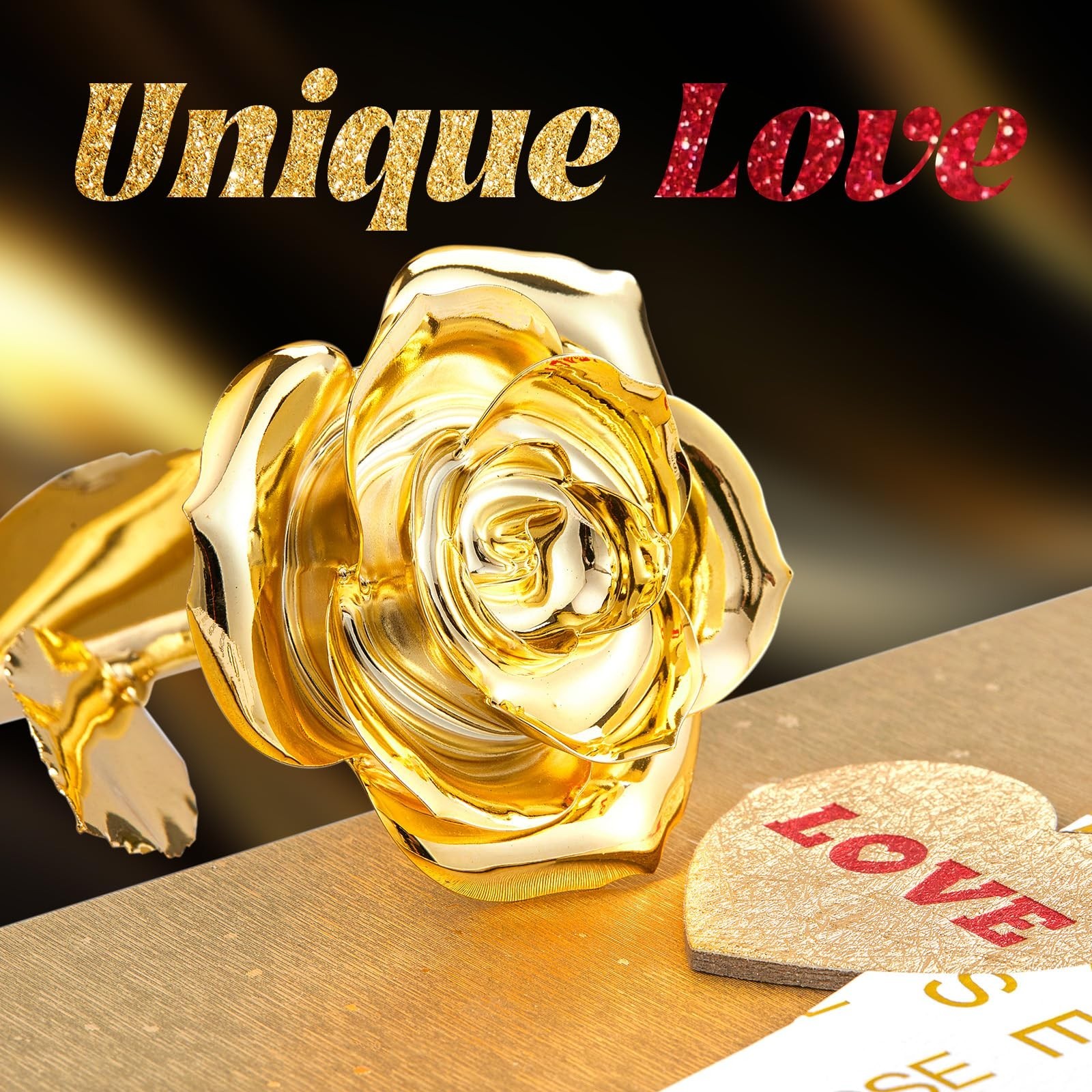 Mikasol Gold Dipped Real 24K Gold Rose, 1 Pack Infinity Flower Decor Hand Dip…
