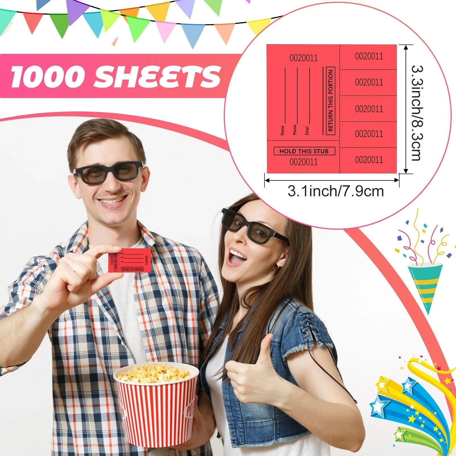 1000 Sheet 5 Bid Raffle Tickets Chinese Auction Ticket Sheets Fundraiser Ticket