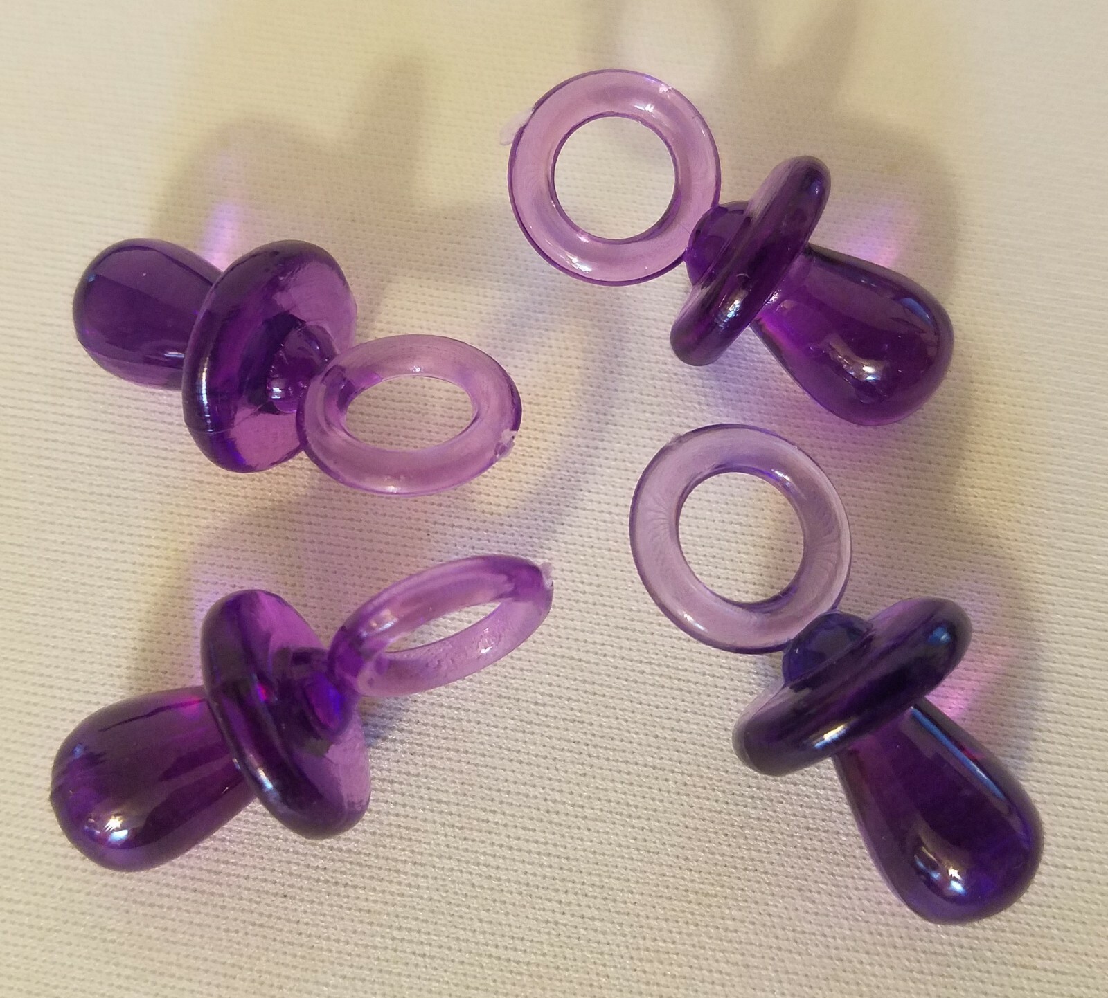 Lot of 50 Purple Acrylic Plastic Pacifiers Miniature Baby Shower Decorations