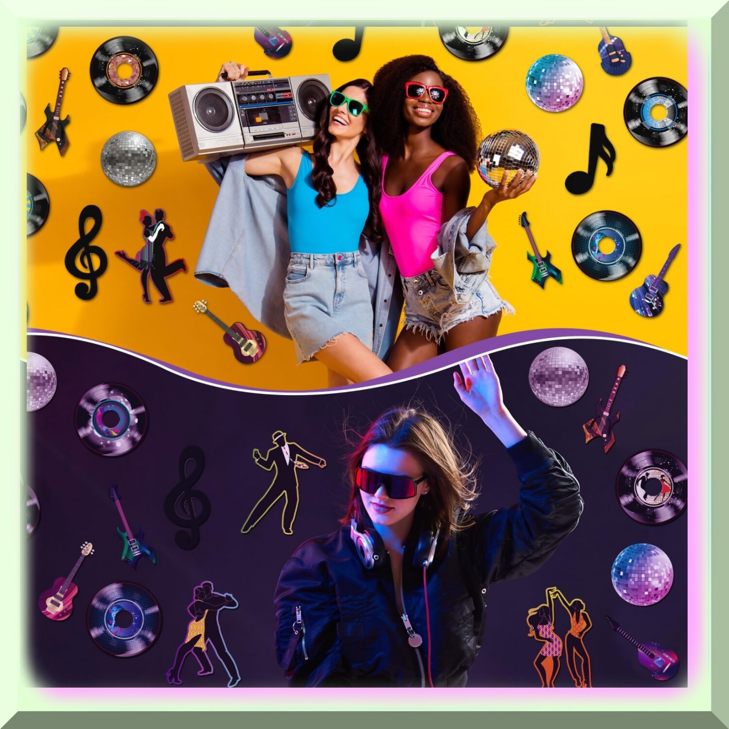 Music Notes and Disco Ball Party Decorations Set