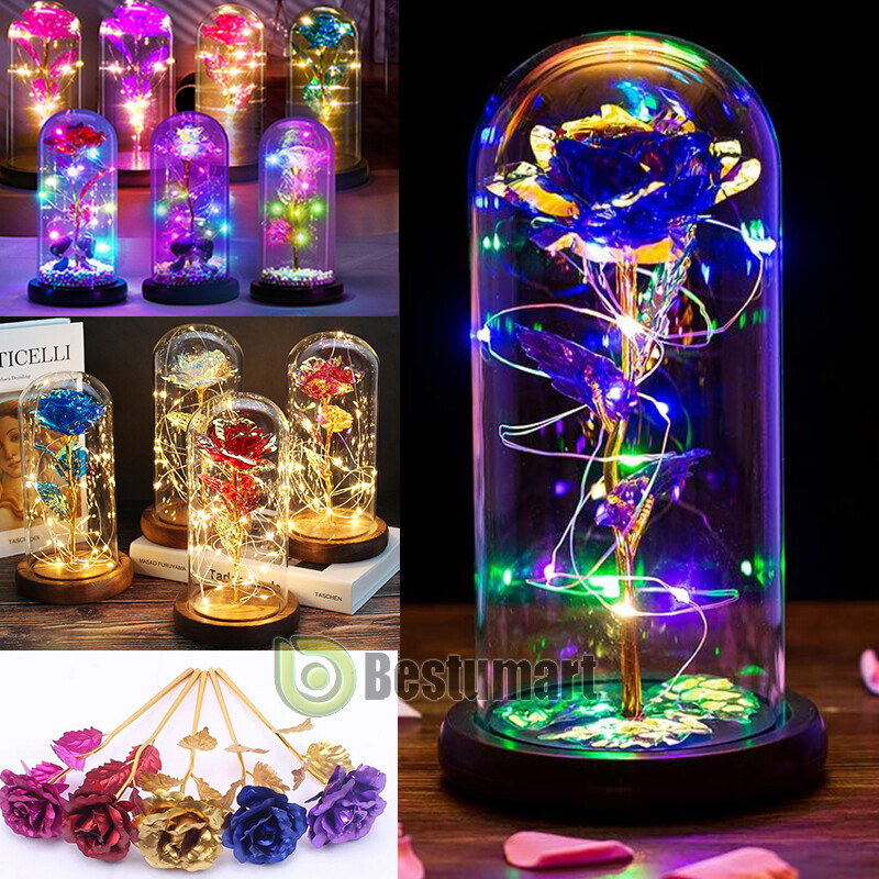 Crystal Galaxy Enchanted Rose LED Glass Forever Flower Home Decoration Gift Box