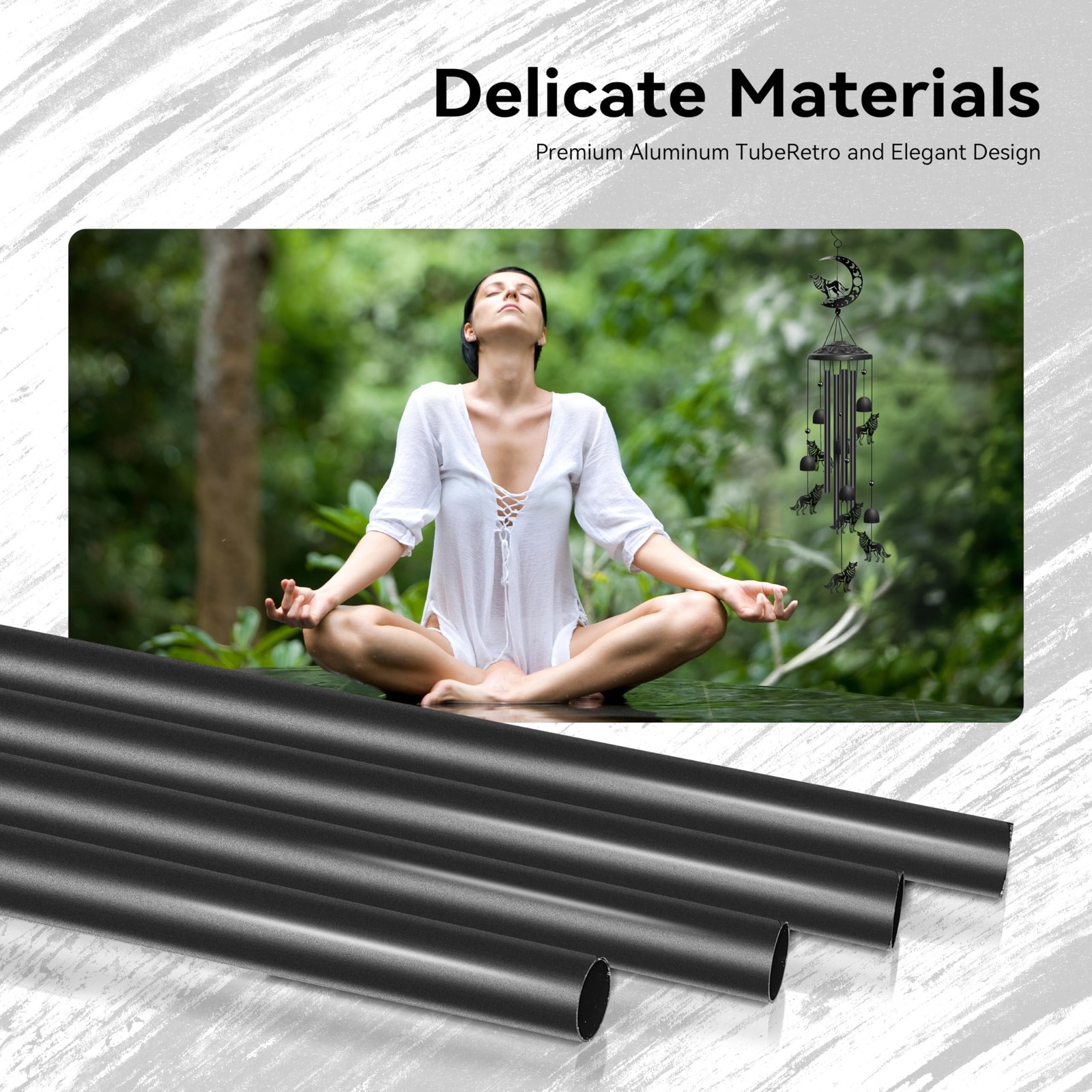 Wolf Wind Chimes for Outside, 32″ Decorative Wind Chimes Wolf Gifts for Women…
