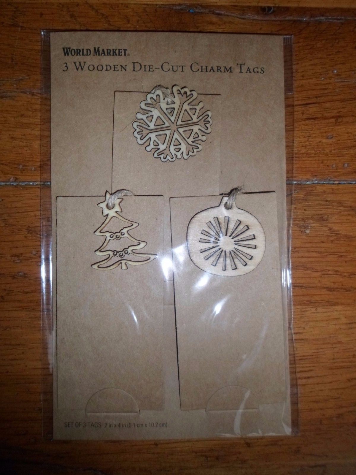 Gift Tags Kraft card stock with Charms Set of 3 Christmas