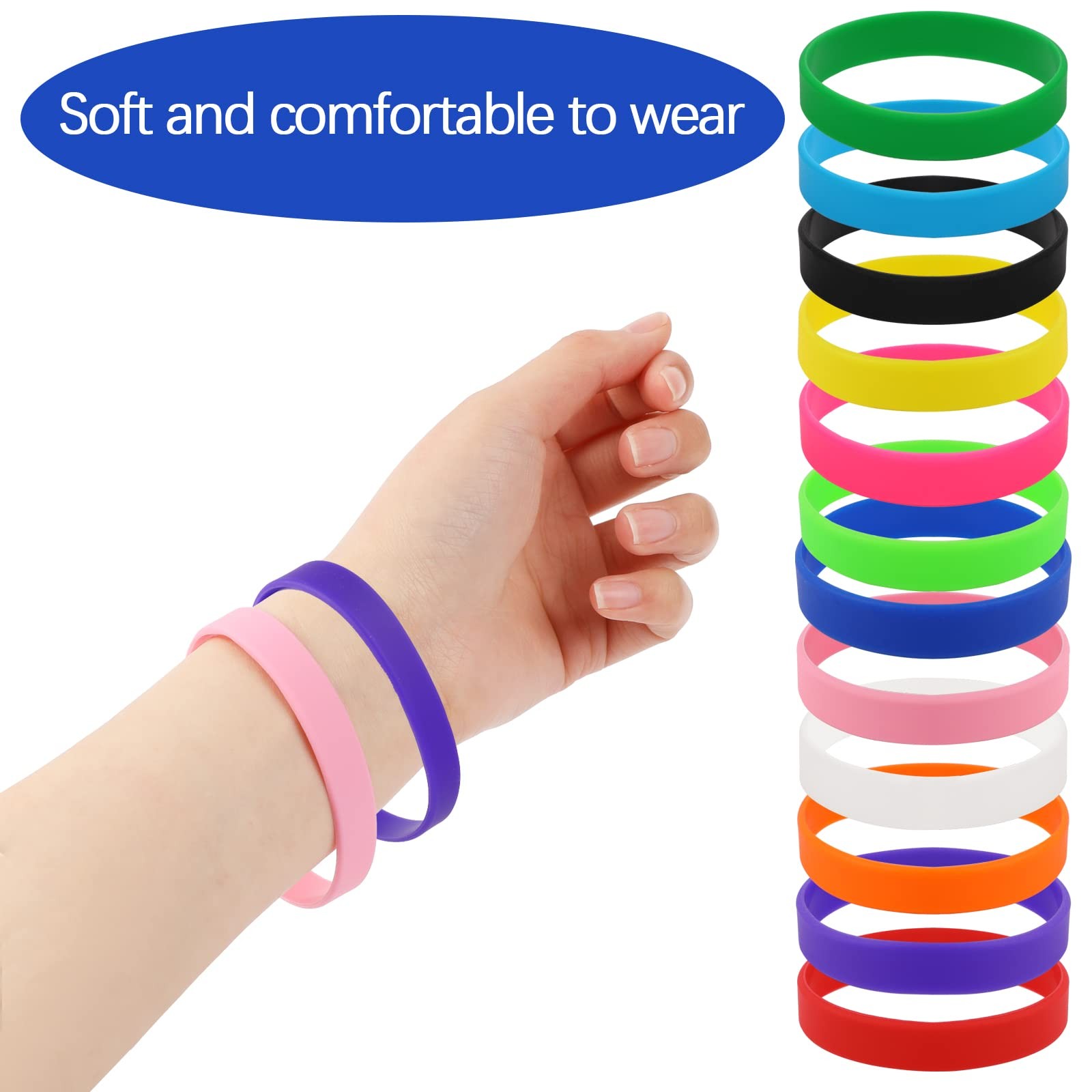 12 Pack Silicone Wrist Bands, Assorted Color Rubber Bracelet Kit for Sports, …