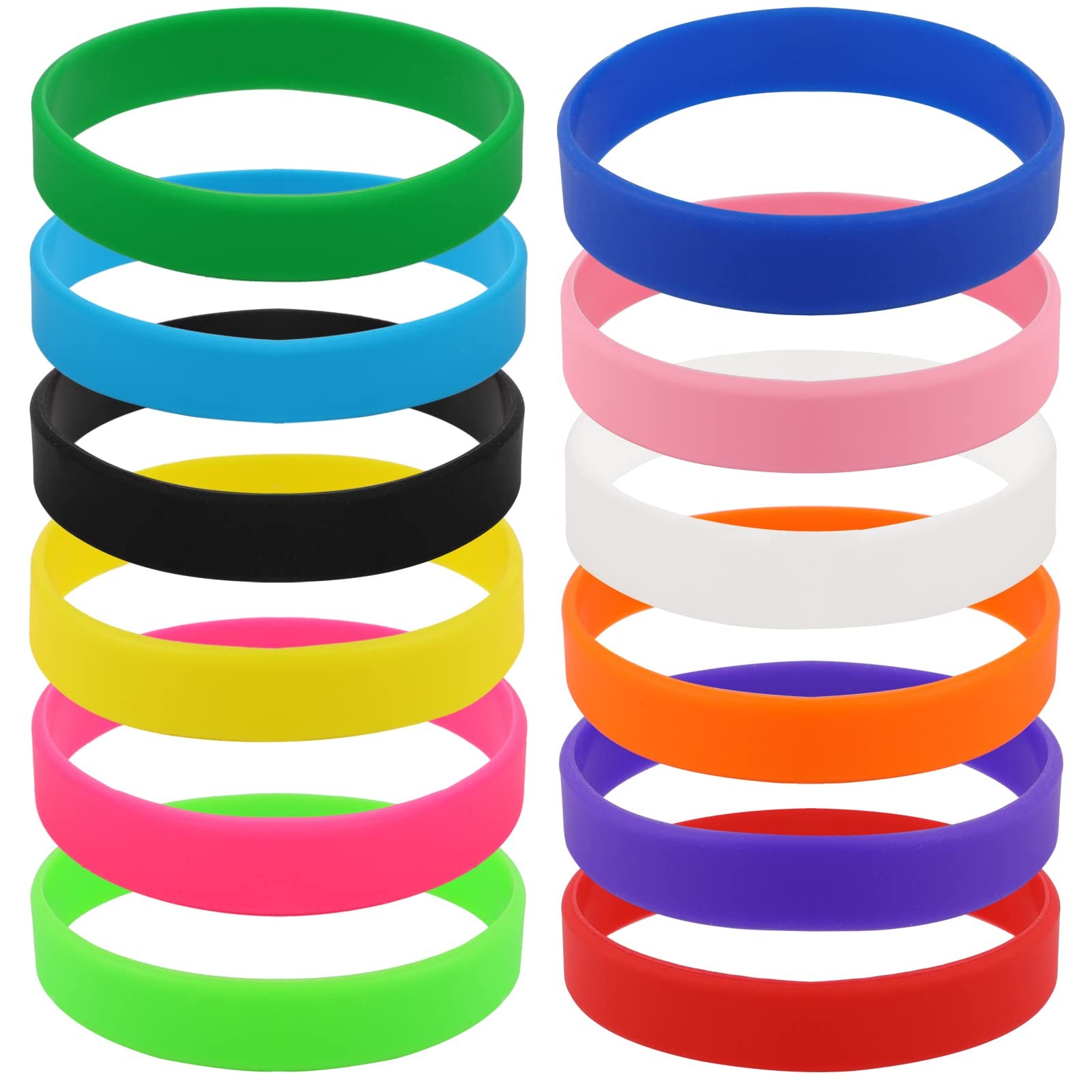 12 Pack Silicone Wrist Bands, Assorted Color Rubber Bracelet Kit for Sports, …