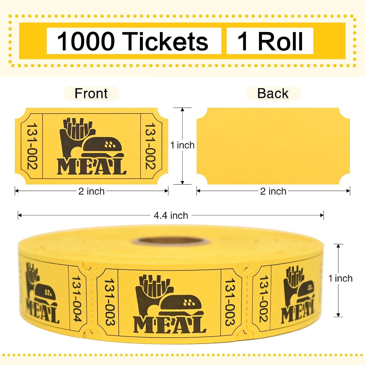 1000 Raffle Tickets Rolls, Meal Tickets Single Roll for Events, Leisure, Movi…