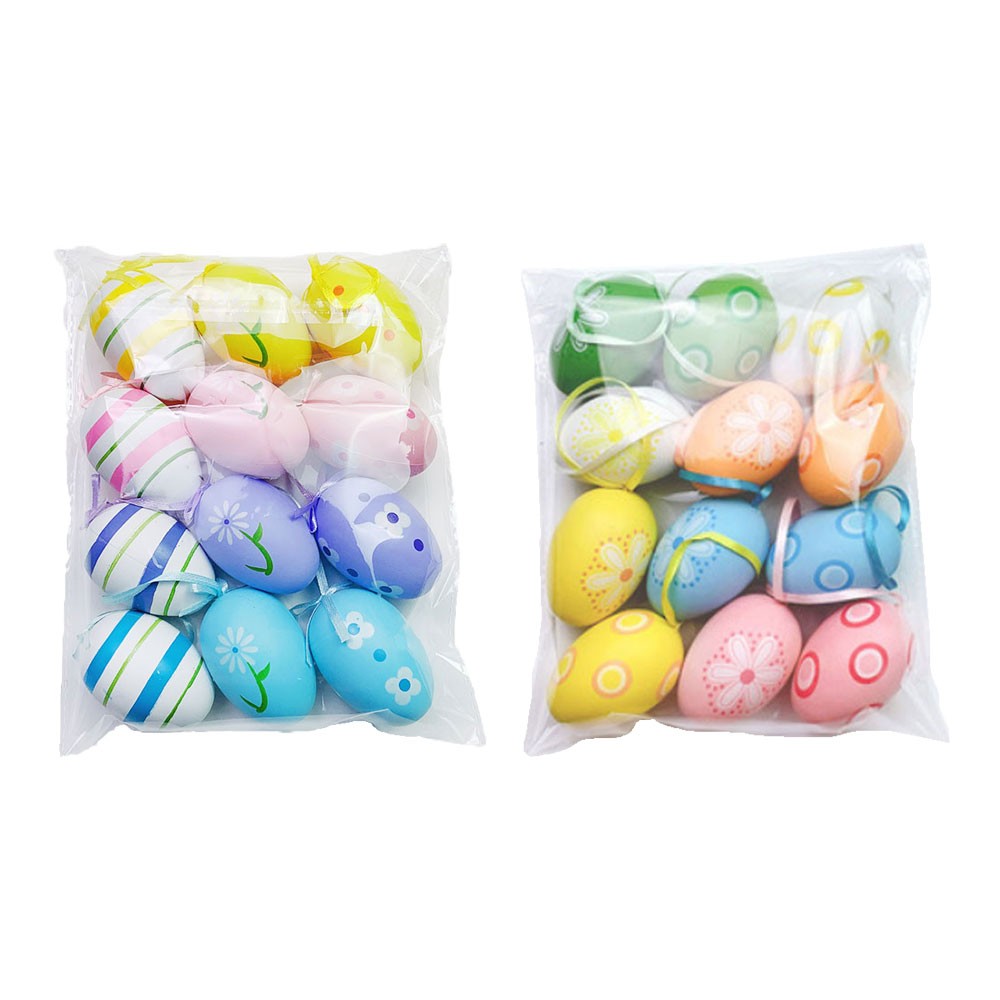 Easter Eggs Decorations,12Pcs Easter Eggs Hanging Ornaments,Painted Egg JQ