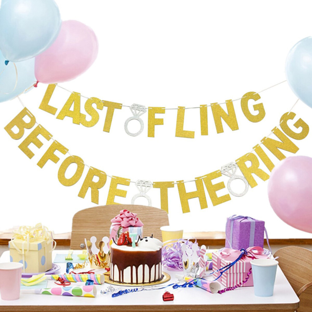 Bachelor Party Paper Banner Bunting Flag Single Party Glitter Letter Pull Flag