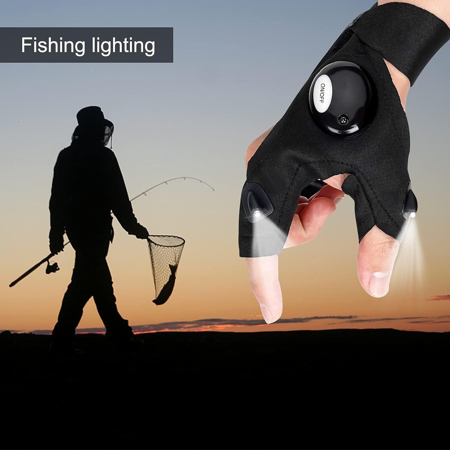 Cool LED Flashlight Gloves Birthday Xmas Gadget Gift For Men Dad Him BF Son Boy