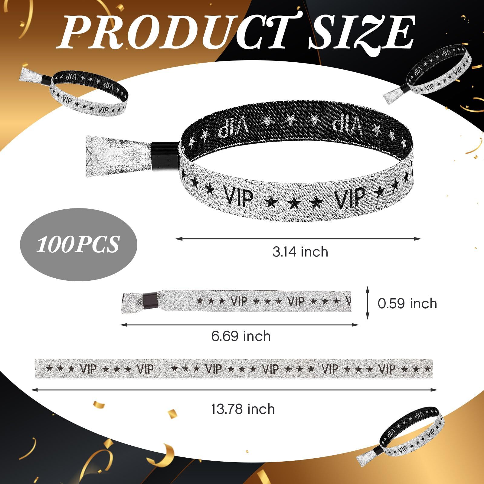 100 Pcs VIP Wristbands Cloth for Events Wedding Concert Fair Party