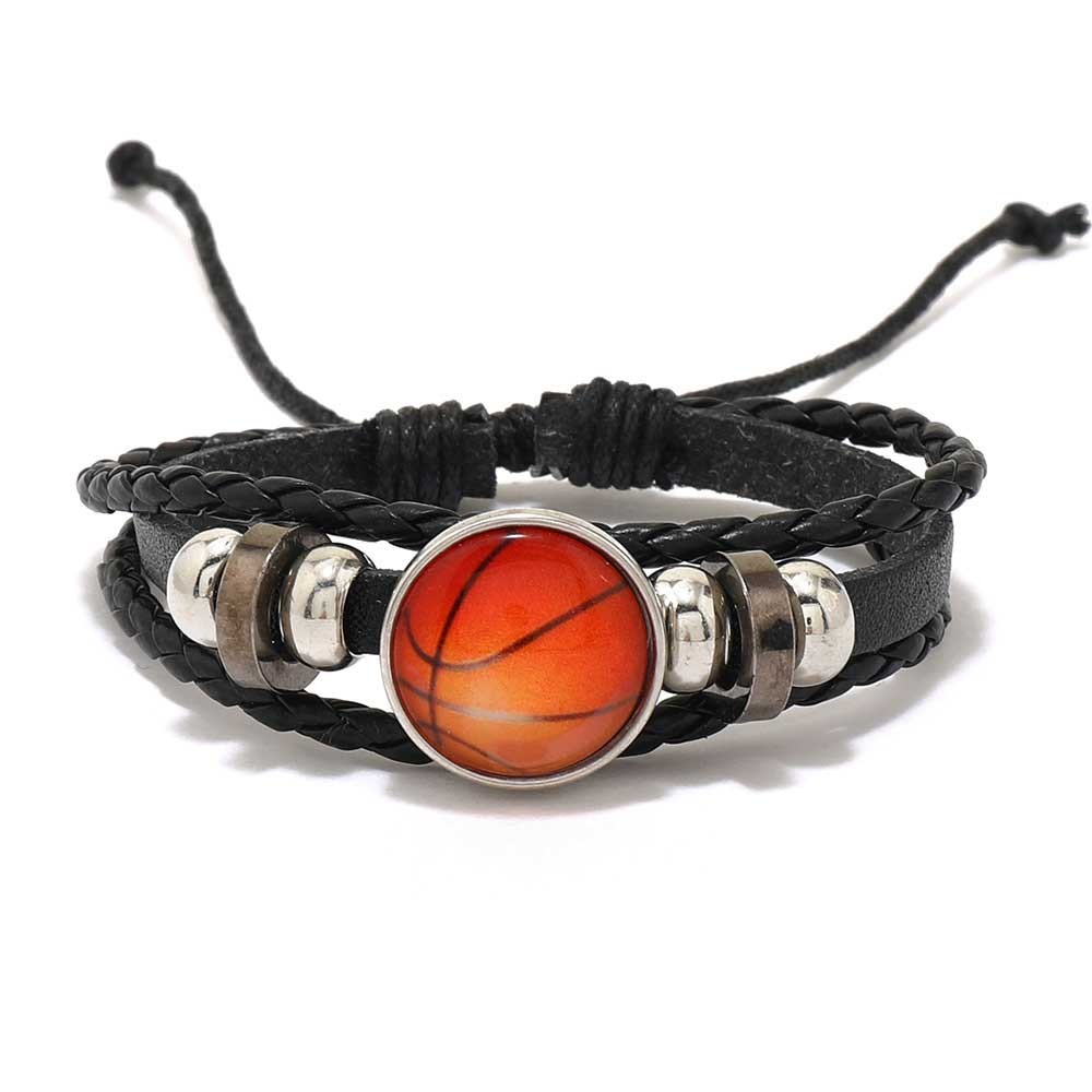 Luminous Football Fan Bracelet for Men Adjustable PU Leather Hand Rope Gift