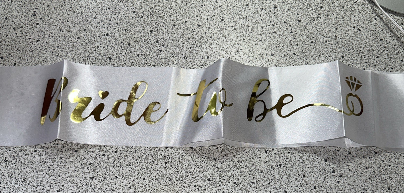 “Bride To Be” Sash White With Gold Lettering