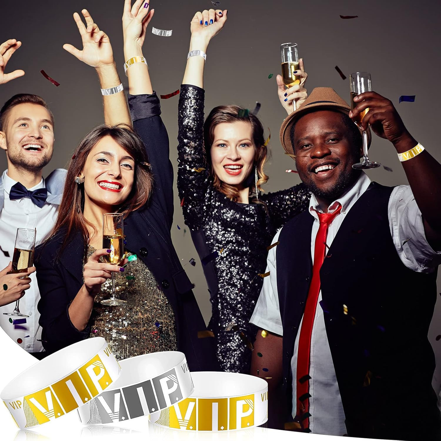 400 Pcs VIP Wristbands for Events Waterproof Party Armbands Gold and Silver Pape