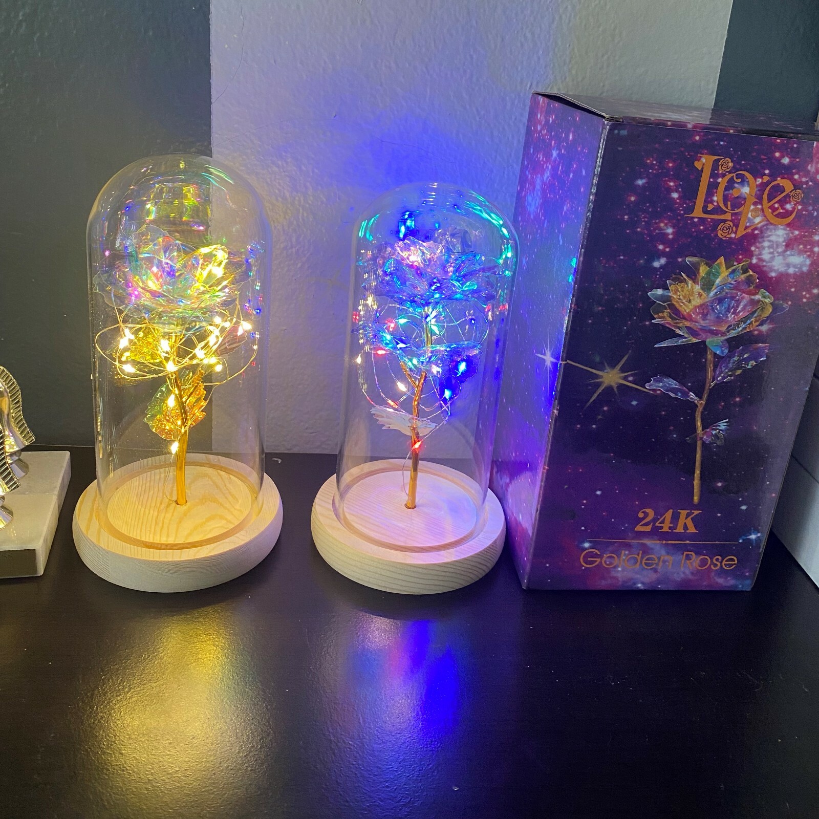 Galaxy Rose Flower gift LED light Beauty and the Beast rose Kit for Mom wife GF