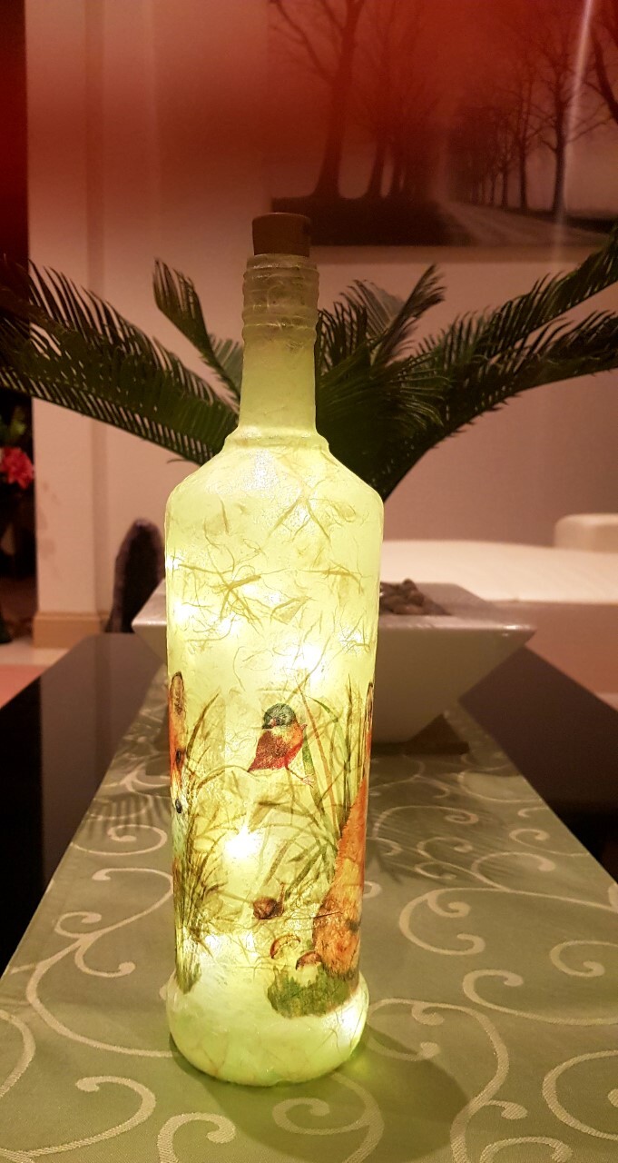 Hand Decorated Fox Light Up Bottle – Unique Gift for Animal Lovers