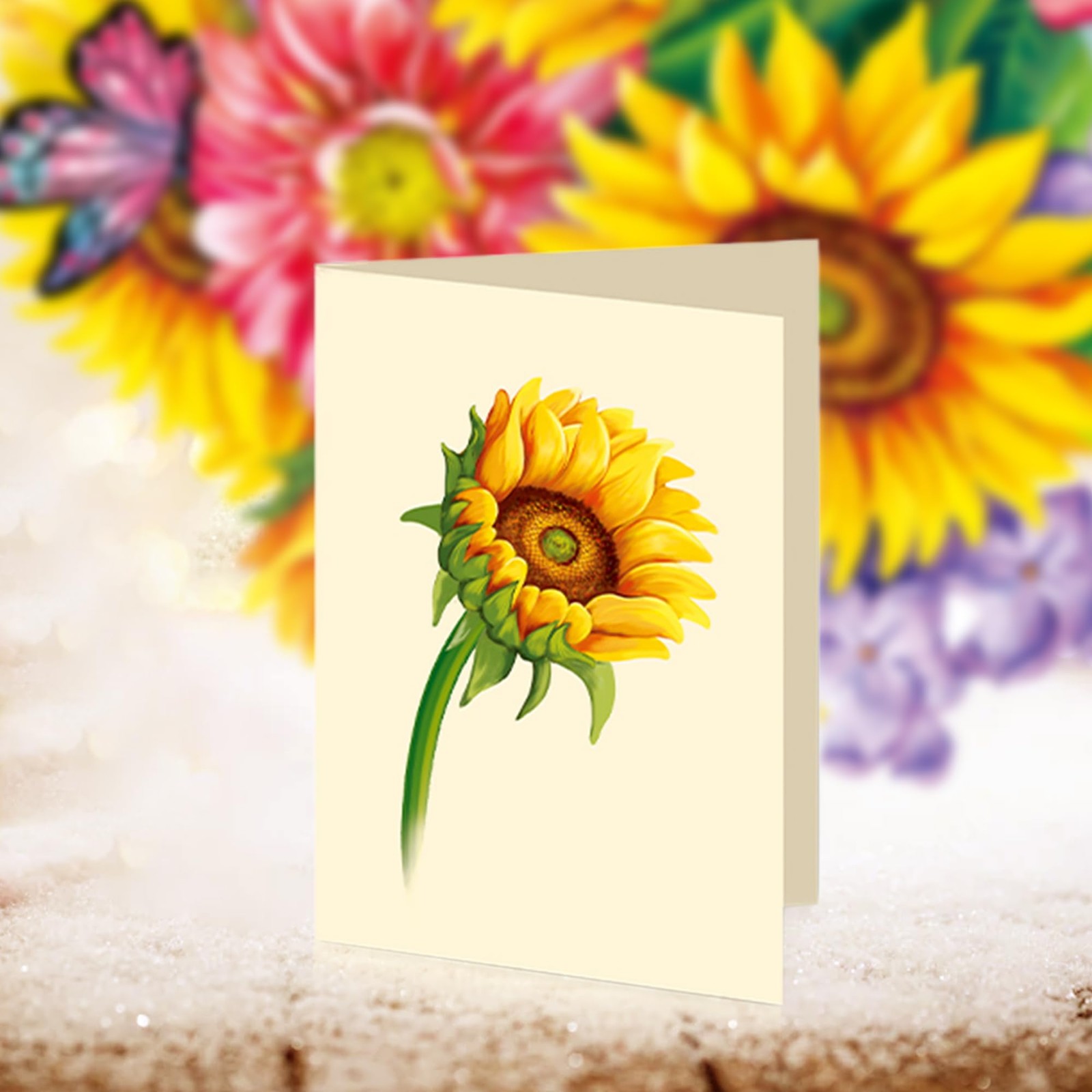 Airpark Pop Up Flower Bouquet Card for Women, 3D 5×7 inches, multicolor