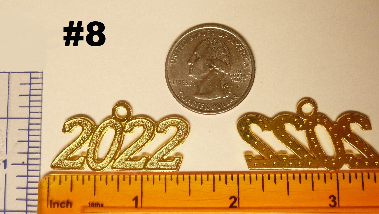 CLASS OF 2022 YEAR NUMBER CHARMS GRADUATION, CHOICE 11 STYLES OF GOLD OR SILVER