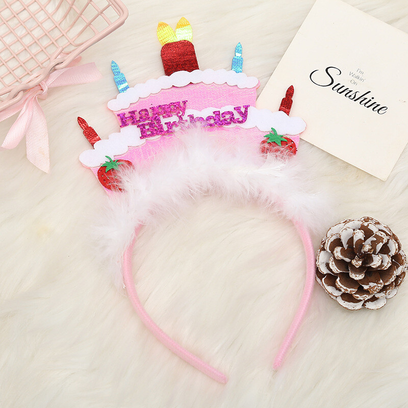 2Pack Kids Birthday Party Girls Cake Hairband Ear Hair Band Party Accessories
