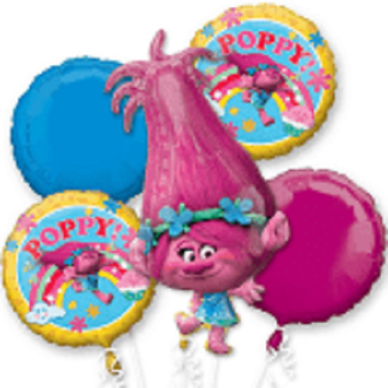 Trolls Bouquet Birthday Party Foil Balloons Decorations 5pc