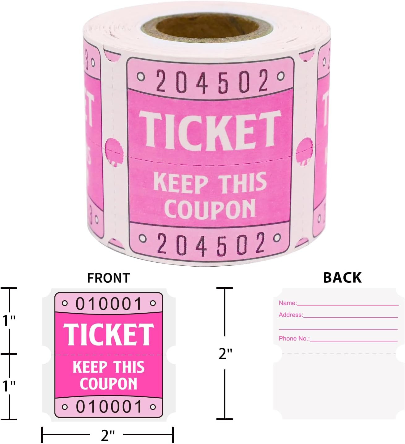 250 Raffle Tickets, 50/50 Double Roll Tickets for Raffles, Carnival, Door Prizes