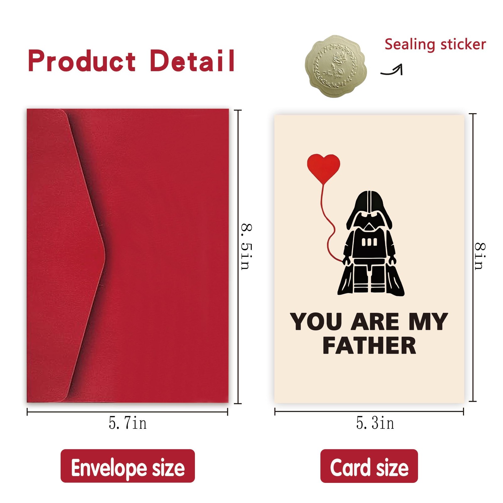 Detuca Star Wars Fathers Day Card,Funny Birthday 8 x 5.3 inches, DTK-123