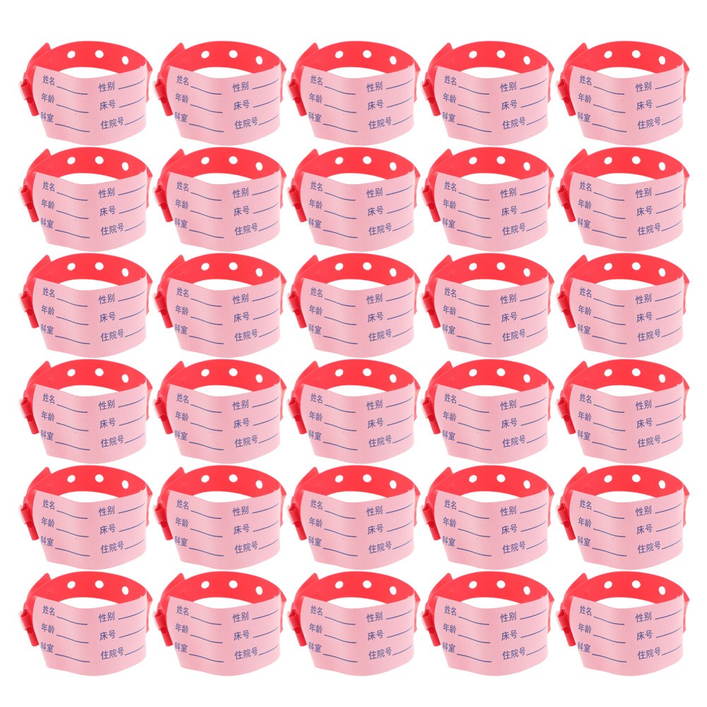 100Pcs Red Event Wristbands Plastic Hospital Patient Identification Bands