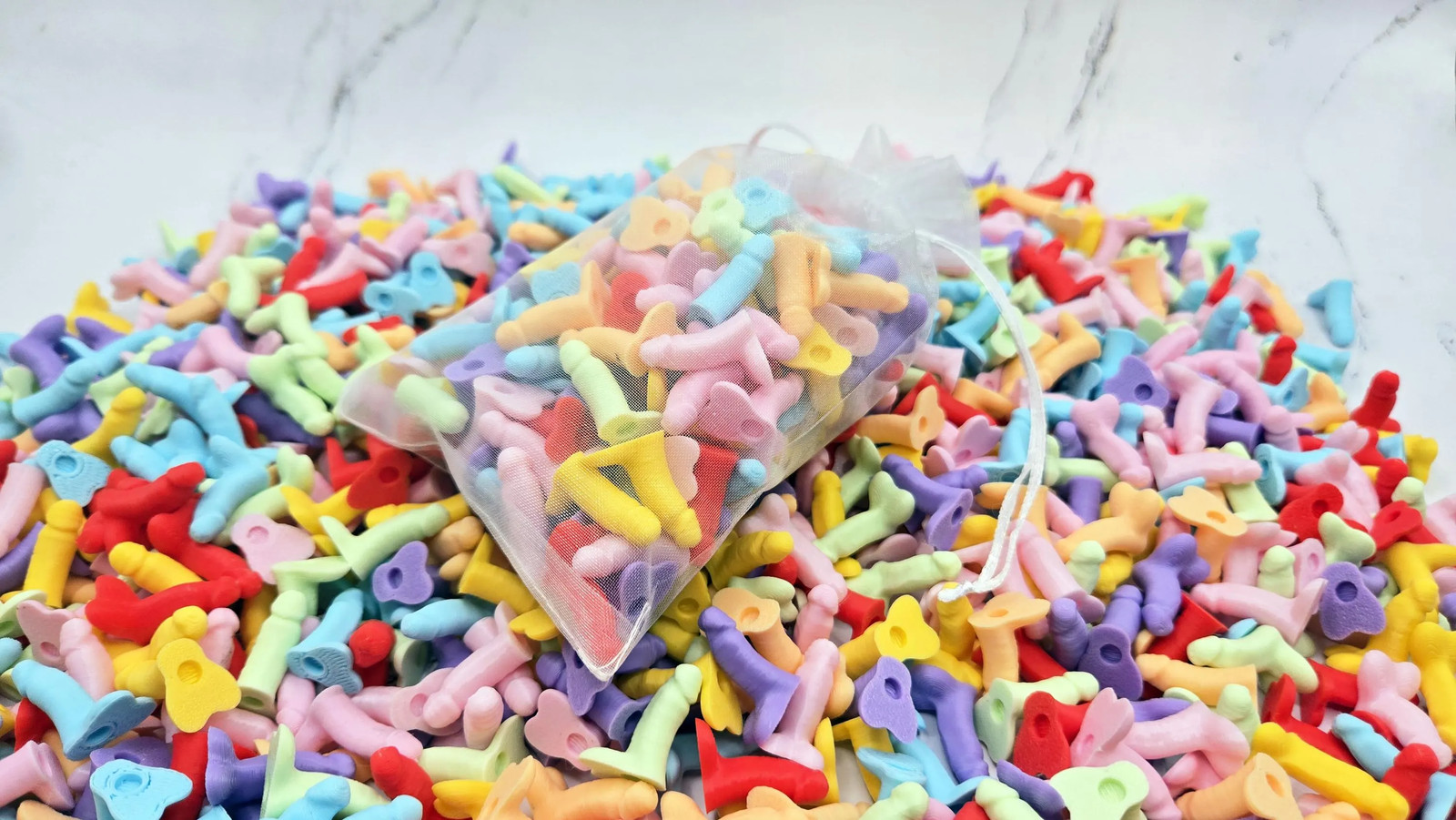 Bag of Rainbow D***s Small ~50 pcs Bulk Mini Penis Bachelorette Party Favors Gag