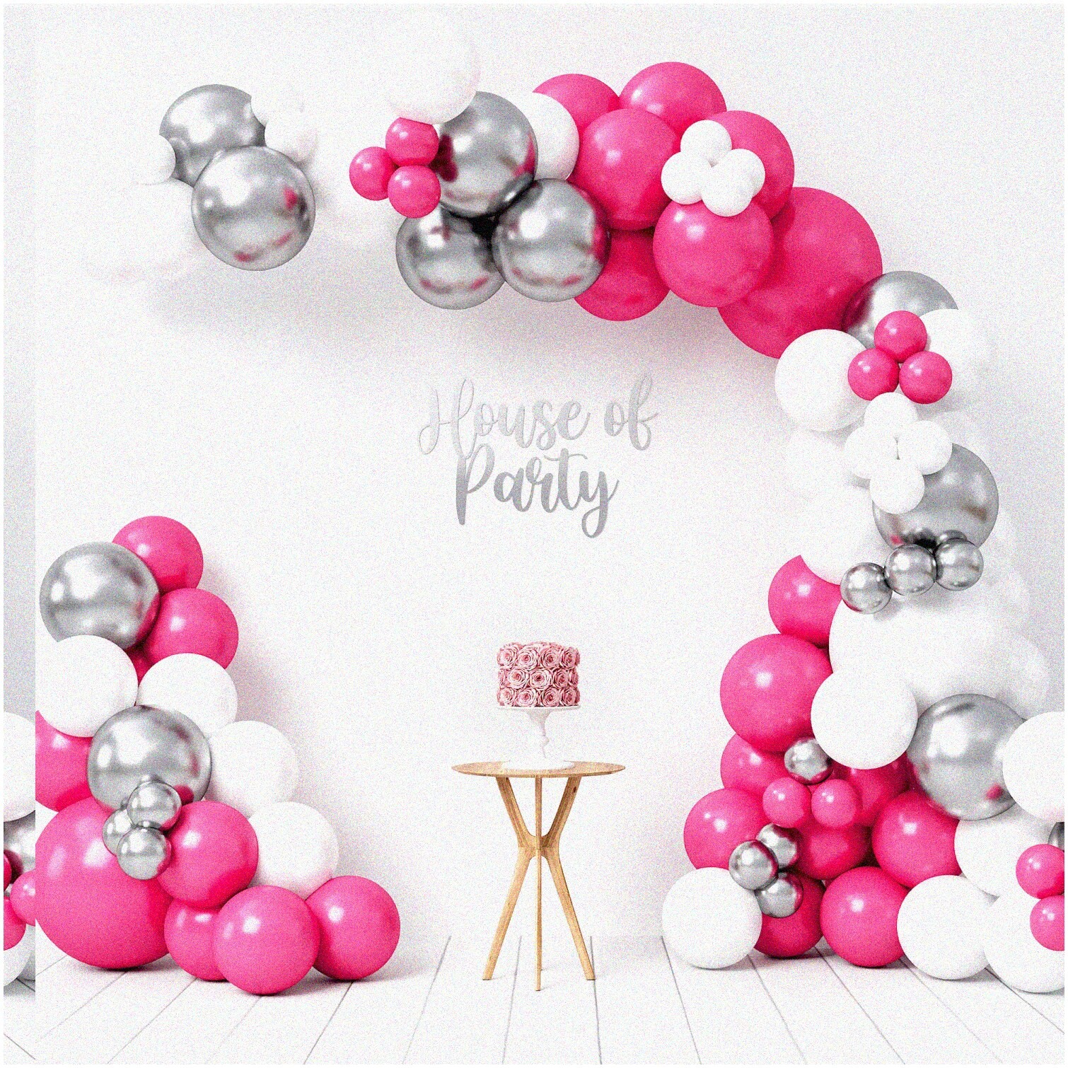 Vibrant Pink Balloon Garland Kit with Latex Balloons