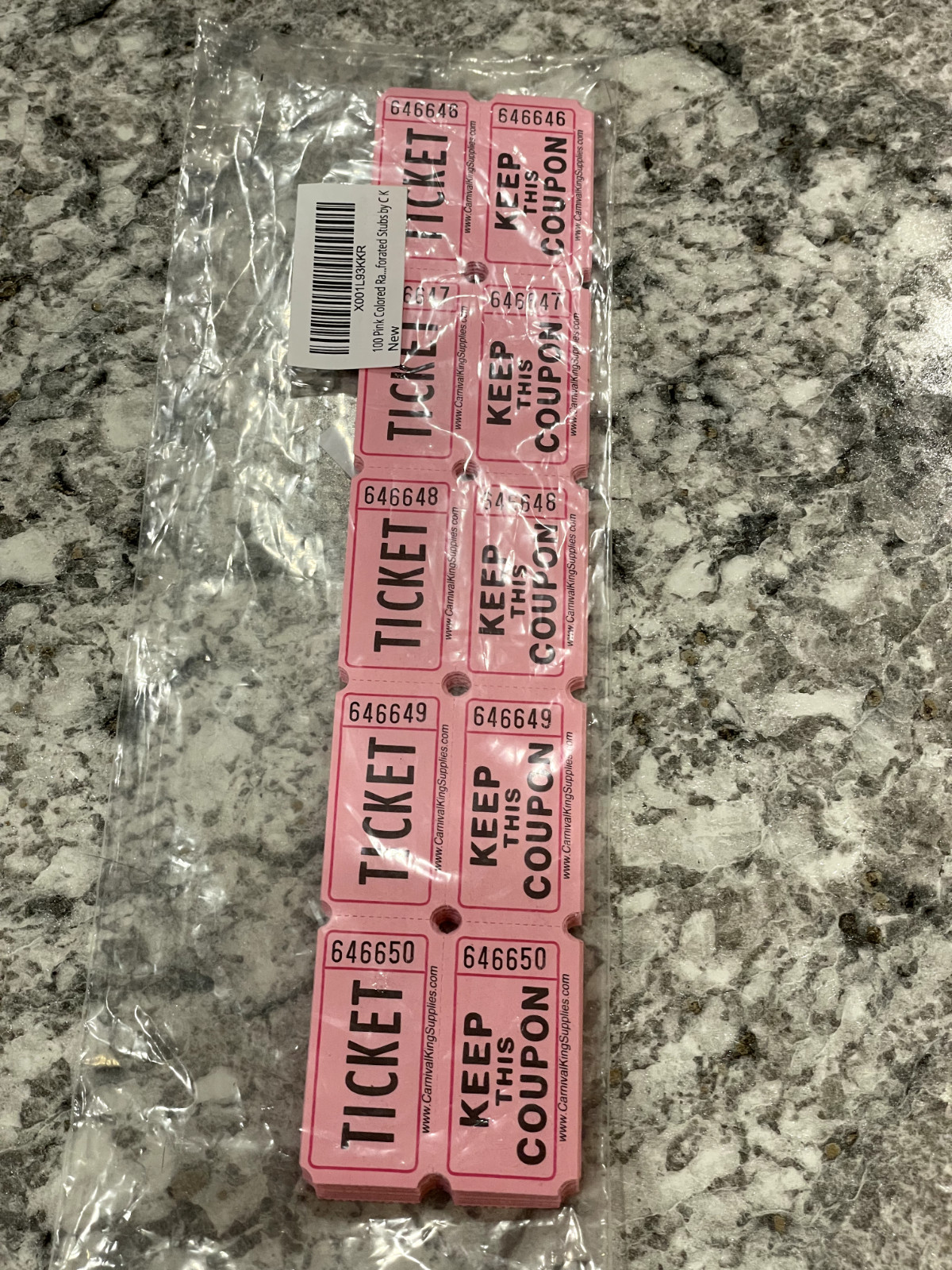 Carnival King Pink Raffle Tickets, 100 PCS, Baby Shower, Birthday, Games